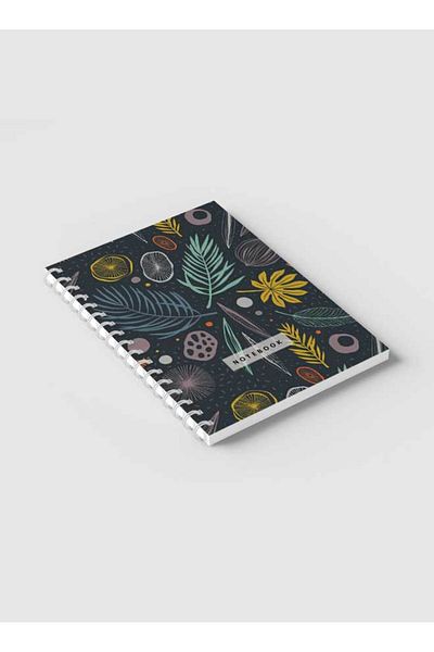 LOWHA Spiral Notebook with Front and Back Hard Covers Featuring Tropical Design