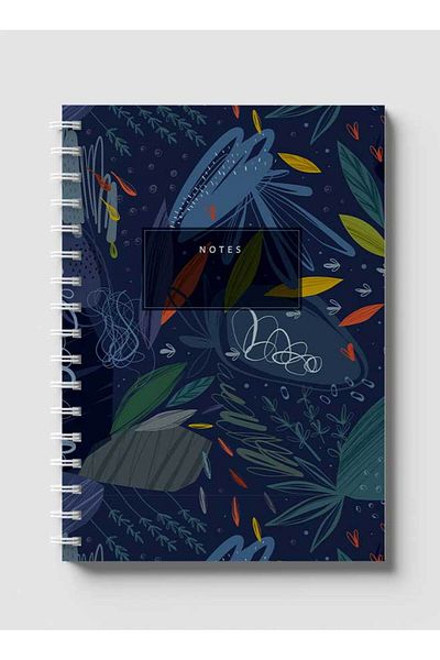 LOWHA Spiral Notebook with Front and Back Hard Covers Featuring Cool Seamless Abstract Design