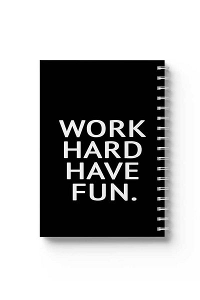 LOWHA Spiral Notebook with Front and Back Hard Covers Featuring Work Hard Have Fun Design