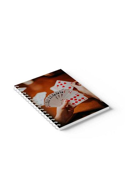 LOWHA Spiral Notebook with Front and Back Hard Covers Featuring Playing Cards Design