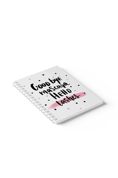 LOWHA Spiral Notebook with Front and Back Hard Covers Featuring Goodbye Mascara Design