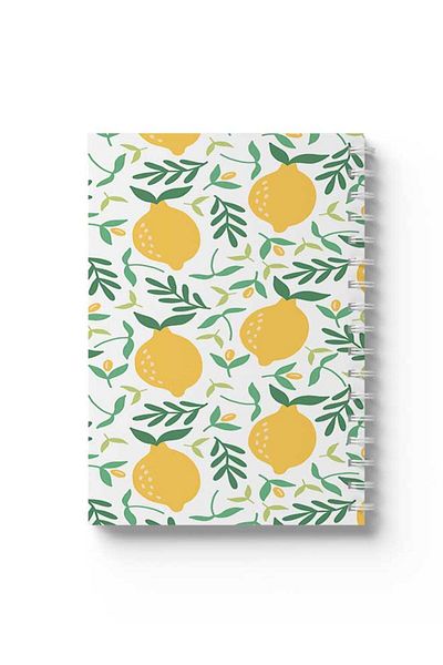 LOWHA Spiral Notebook with Front and Back Hard Covers Featuring Lemon Design