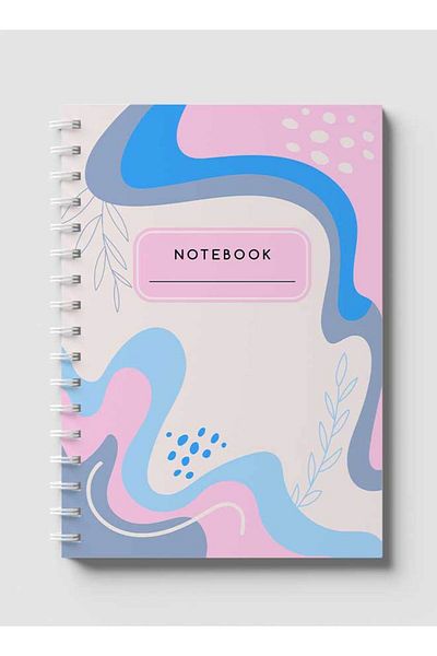LOWHA Spiral Notebook with Front and Back Hard Covers Featuring Contemporary Abstract Design