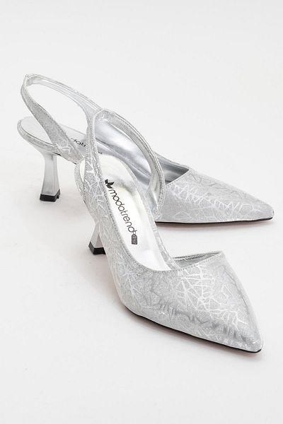 CCWAY AYAKKABI Women's High Heel Shoes Silver Triangle