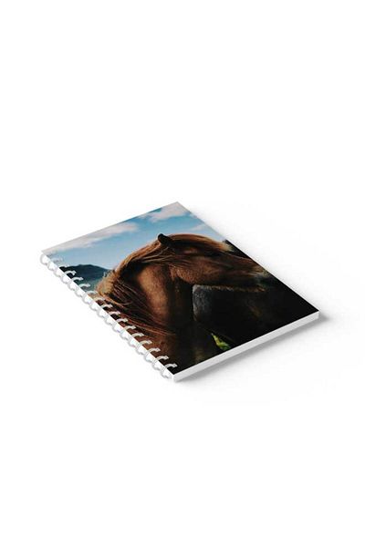 LOWHA Spiral Notebook with Front and Back Hard Covers Featuring Horse Design