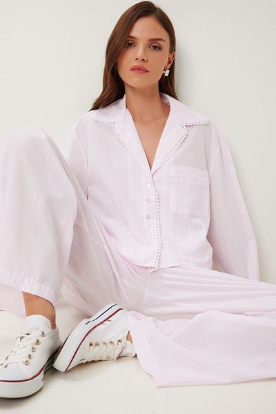 Lovelyİstanbul Striped Woven Shirt Pants Set