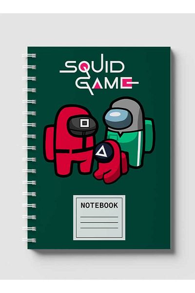 LOWHA Spiral Notebook with Front and Back Hard Covers Featuring Doodle Squide Game Design