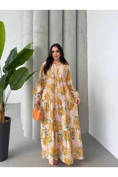 JESSE STORY Women's Hijab Dress Modal Fabric Floral Pattern Dress