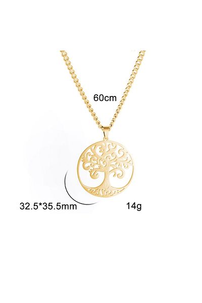 Viking Tree of Life Square Chain 316L Steel Necklace