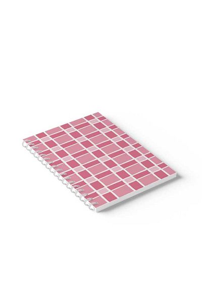 LOWHA Spiral Notebook with Front and Back Hard Covers Featuring Squares Design