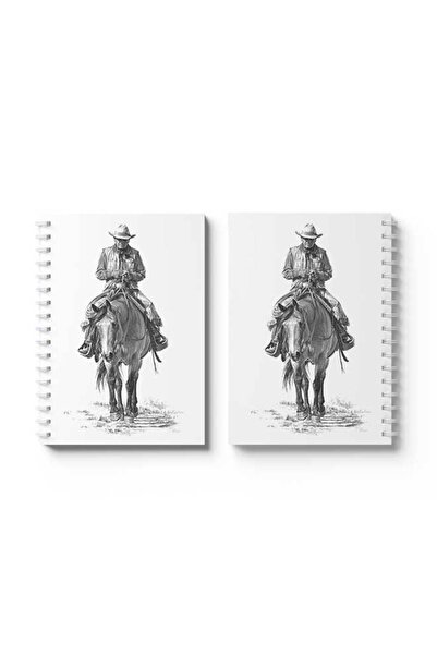 LOWHA دفتر ملاحظات حلزوني مع غلافين أمامي وخلفي صلبين بتصميم رجل مع حصان