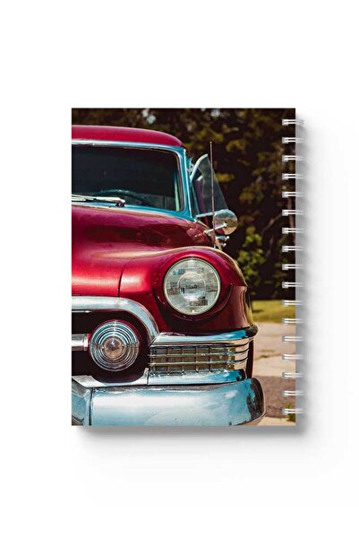 LOWHA دفتر ملاحظات حلزوني مع غلافين أمامي وخلفي صلبين بتصميم سيارة كلاسيكية