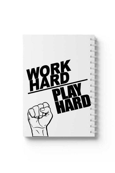 LOWHA Spiral Notebook with Front and Back Hard Covers Featuring Work Hard Play Hard Design