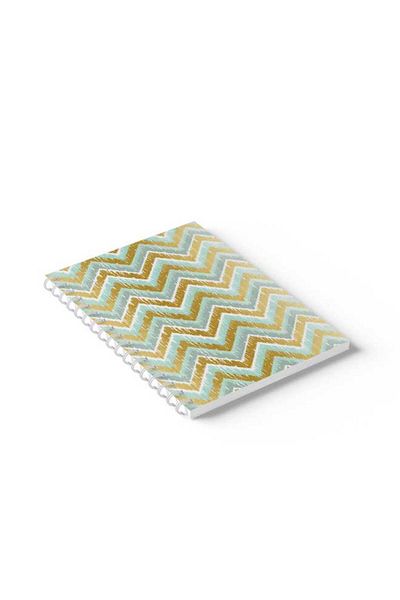 LOWHA Spiral Notebook with Front and Back Hard Covers Featuring Zig Zag Design