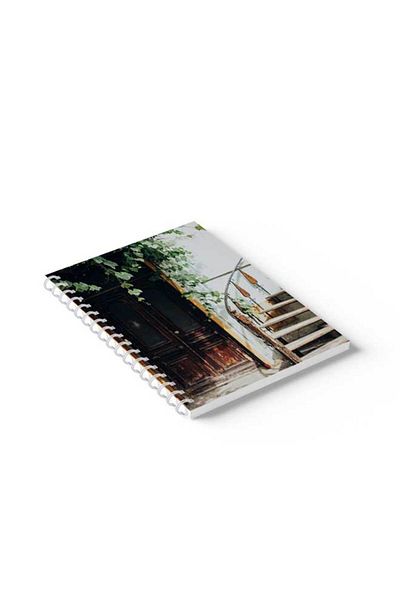 LOWHA Spiral Notebook with Front and Back Hard Covers Featuring A Door Design