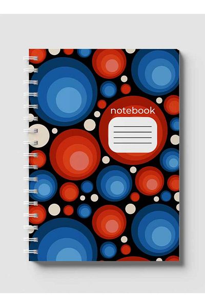 LOWHA Spiral Notebook with Front and Back Hard Covers Featuring Seamless Colorful Circles Design