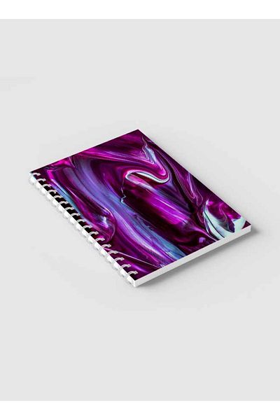 LOWHA Spiral Notebook with Front and Back Hard Covers Featuring Abstarct Pink Oil Design