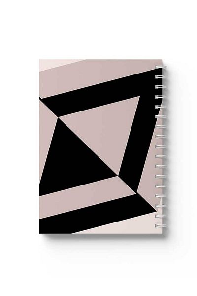 LOWHA Spiral Notebook with Front and Back Hard Covers Featuring Black Triangle Design