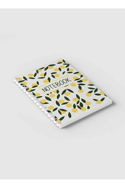 LOWHA Spiral Notebook with Front and Back Hard Covers Featuring Yellow Berry Design