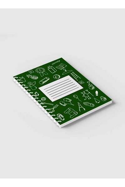 LOWHA Spiral Notebook with Front and Back Hard Covers Featuring Back to School Green Design