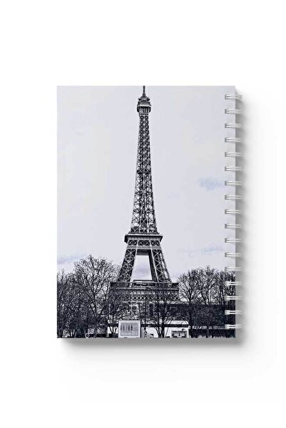 LOWHA دفتر ملاحظات حلزوني مع غلافين أمامي وخلفي صلبين بتصميم برج إيفل