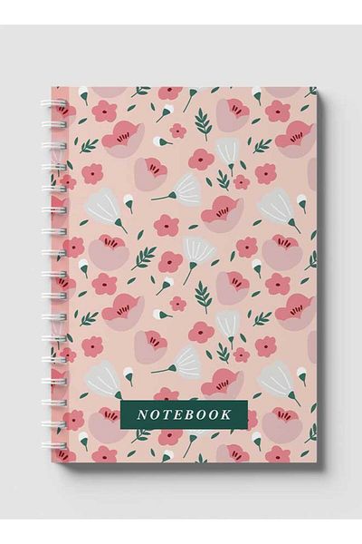 LOWHA Spiral Notebook with Front and Back Hard Covers Featuring Floral Design
