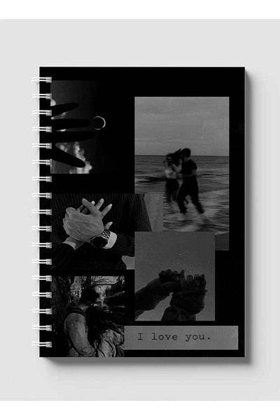 LOWHA Spiral Notebook with Front and Back Hard Covers Featuring I Love You Design