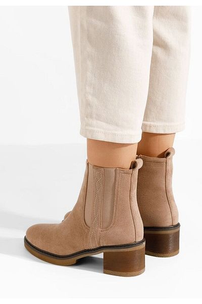 B T Shoes Beige Zhiva heeled boots