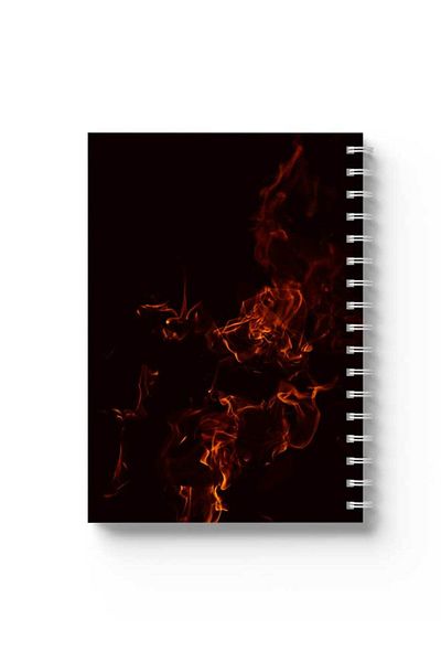 LOWHA Spiral Notebook with Front and Back Hard Covers Featuring Fire Design