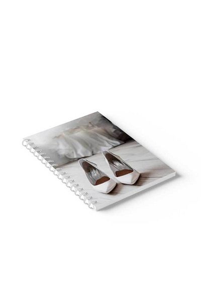 LOWHA Spiral Notebook with Front and Back Hard Covers Featuring Wedding Shoese Design