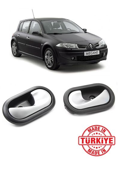 CMEPARTS Renault Megane 2 Ii Hb & Sd 2003-2009 Compatible Inner Door Release Handle Chrome Right and Left 2Pcs Suit
