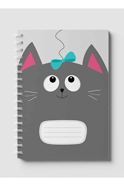 LOWHA دفتر ملاحظات حلزوني مع غلافين أمامي وخلفي صلبين بتصميم قطة كرتونية لطيف...