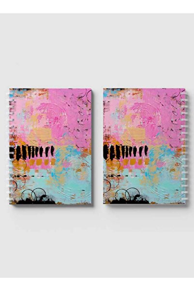 LOWHA دفتر ملاحظات حلزوني مع غلافين أمامي وخلفي صلبين بتصميم رسم بالفرشاة