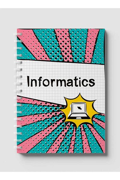 LOWHA Spiral Notebook with Front and Back Hard Covers Featuring Informatics Design