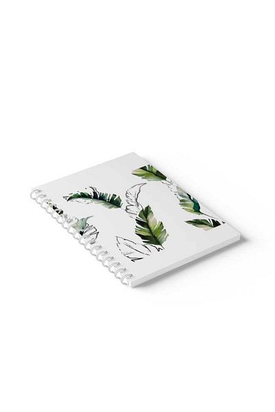 LOWHA Spiral Notebook with Front and Back Hard Covers Featuring Leaves Design