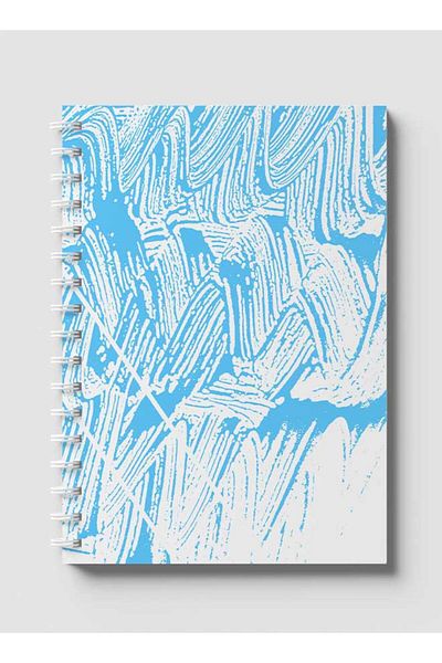LOWHA Spiral Notebook with Front and Back Hard Covers Featuring Blue Brush Paint Design