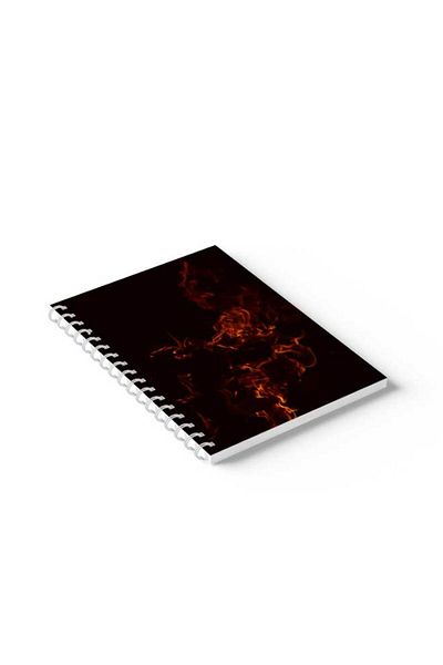 LOWHA Spiral Notebook with Front and Back Hard Covers Featuring Fire Design
