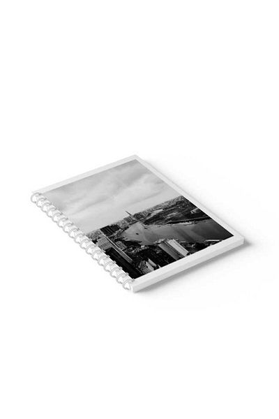 LOWHA Spiral Notebook with Front and Back Hard Covers Featuring the City Design