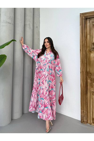 JESSE STORY Women's Hijab Dress Modal Fabric Floral Pattern Dress