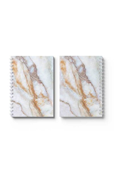 LOWHA دفتر ملاحظات حلزوني مع غلافين أمامي وخلفي صلبين بتصميم رخامي