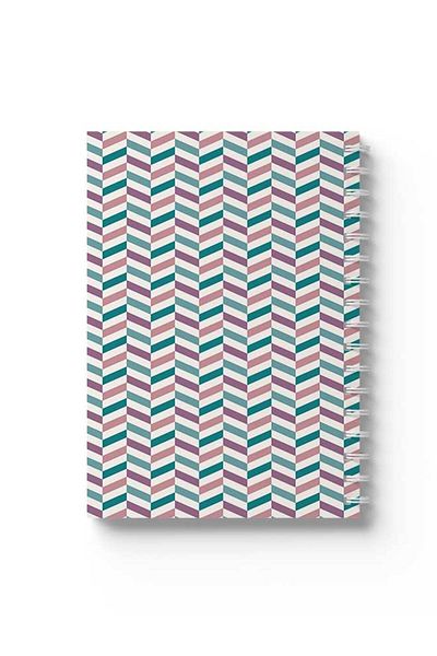LOWHA Spiral Notebook with Front and Back Hard Covers Featuring Colourful Shapes Design