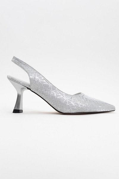 CCWAY AYAKKABI Women's High Heel Shoes Silver Triangle