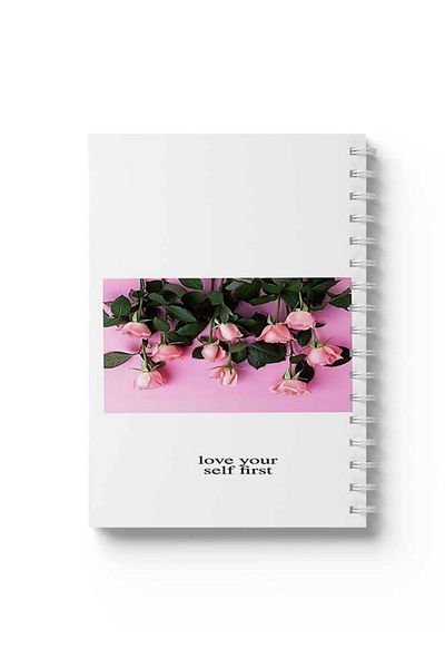 LOWHA Spiral Notebook with Front and Back Hard Covers Featuring Love Yourself First Design