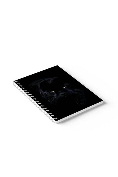 LOWHA Spiral Notebook with Front and Back Hard Covers Featuring Black Panther Design