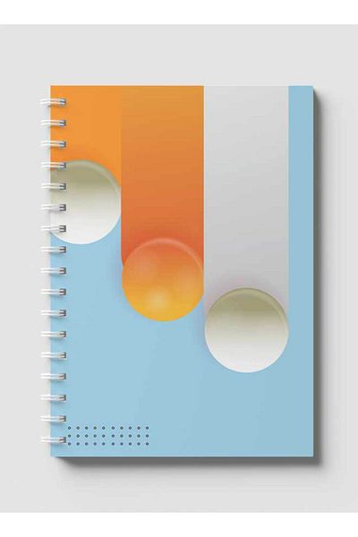 LOWHA Spiral Notebook with Front and Back Hard Covers Featuring Circular Shapes & Gradient Design
