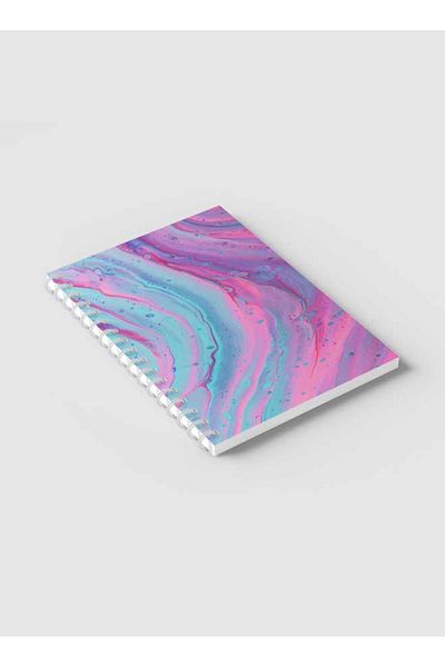 LOWHA Spiral Notebook with Front and Back Hard Covers Featuring Liquid Colored Design