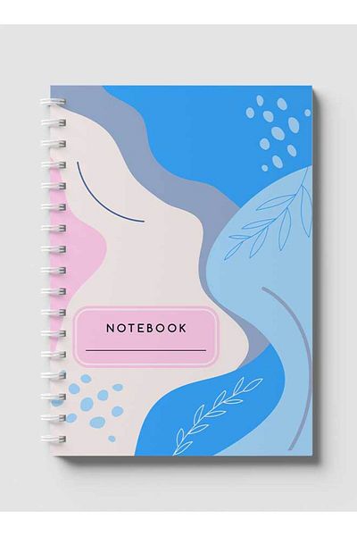 LOWHA Spiral Notebook with Front and Back Hard Covers Featuring Contemporary Abstract Design