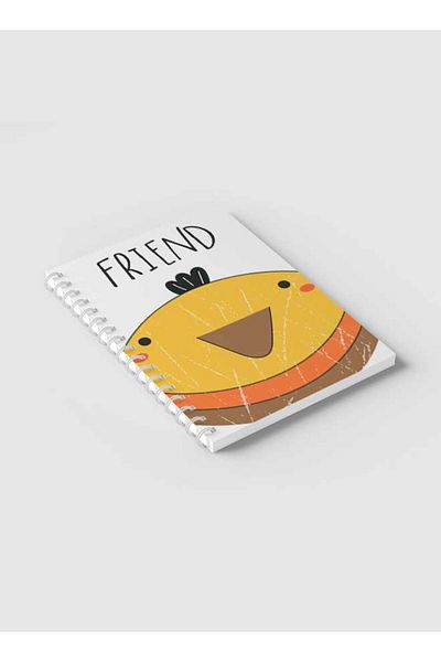 LOWHA Spiral Notebook with Front and Back Hard Covers Featuring Chicken Friend Design