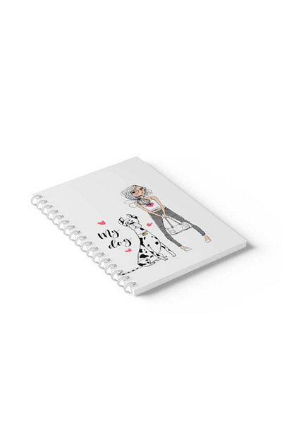 LOWHA Spiral Notebook with Front and Back Hard Covers Featuring My Dog Design