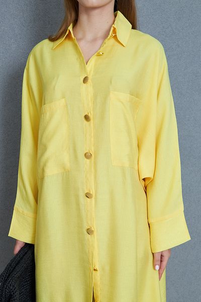 NEW LAVİVA Women's Oversized Long Loose Linen Shirt Dress - 700-3282